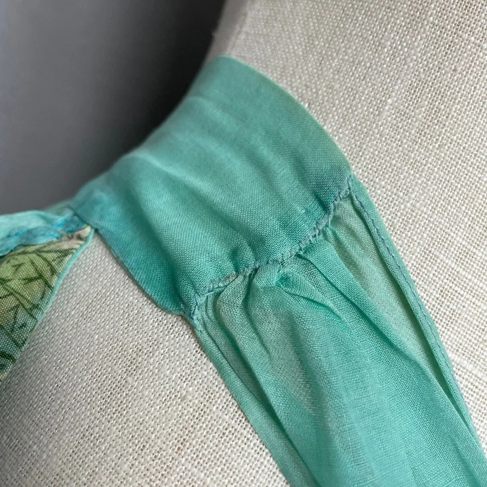 Vintage Half Apron Hostess Scalloped Hem Women Leaf Sheer Retro 1950s Tie Bow‎